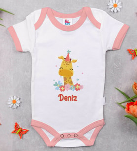 BK Kids Kişiye Özel Pembe Bebek Body Zıbın - Model 157