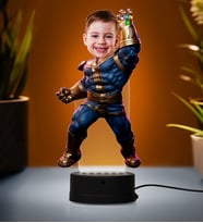 Doğum Günü Hediyesi,Sevgiliye Hediye, Kişiye Özel Fotoğraflı Thanos Karikatür 3D Led Lamba (Beyaz)
