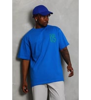 Erkek Baskılı T-Shirt Kısa Kol Bisiklet Yaka Regular Fit Tişört - Saks Mavisi
