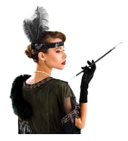 1920'ler Gatsby Aksesuar Seti – Siyah Charleston Saç Bandı & Sigaralık