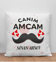 BK Gift Kişiye Özel Canım Amcam Tasarımlı Beyaz Kırlent Yastık, Ev Hediyesi, Doğum Günü Hediyesi