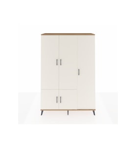 Hyperion Dolap 7 Raflı 5 Kapaklı Tek Askılı 132x44x195 Çam-Aytaşı/Antrasit