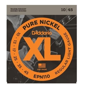 D'Addario EPN110 XL Pure Nickel Serisi Elektro Gitar Tel Seti (Regular Light - 10-45 - Pure Nickel)