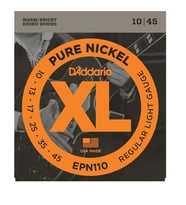 D'Addario EPN110 XL Pure Nickel Serisi Elektro Gitar Tel Seti (Regular Light - 10-45 - Pure Nickel)