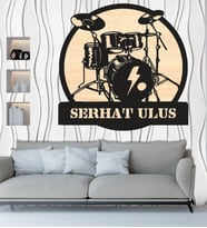 Kişiye Özel Basgitar Müzik Temalı Ahşap Duvar Tablo