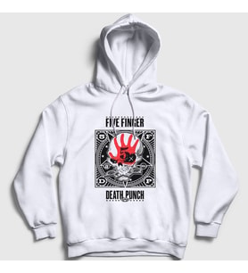 Presmono Unisex Beyaz Logo V2 Five Finger Death Punch Kapüşonlu Sweatshirt 292720tt