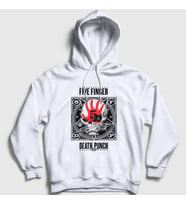 Presmono Unisex Beyaz Logo V2 Five Finger Death Punch Kapüşonlu Sweatshirt 292720tt