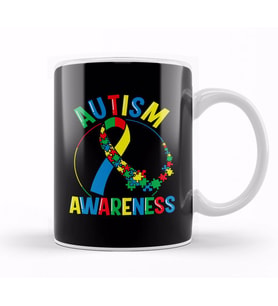 Colorful Autism Awareness Day Puzzle Ribbon Kupa Bardak Porselen