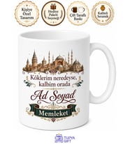 İsim ve Memleket Yazılı Özel Tasarım Baskılı Kupa Bardak Hediye