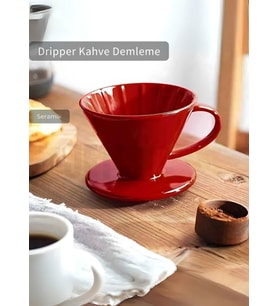 V60 02 Seramik Dripper Kahve Demleme Ekipmanı Aparatı Kırmızı