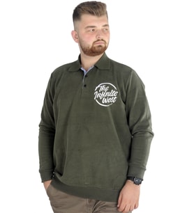 Mode XL Erkek Sweatshirt Polo Selanik İnfinite 22441 Haki