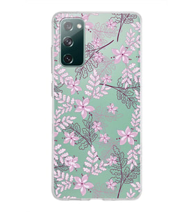 Samsung Galaxy S20 FE Kapak Floral Pudra Tasarımlı Şeffaf Silikon Kılıf