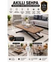 Akıllı Sehpa MDF Oval Köşe Siyah Renk