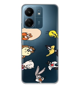 Xiaomi Redmi 13C Uyumlu Bugs Bunny Tüm Karakterler Tasarımlı Şeffaf Telefon Kılıfı