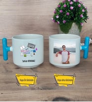 Web Tasarım Uzmanı Kupa Bardak Fotoğraflı T Mavi Kulplu Web Tasarım Uzmanına Hediye