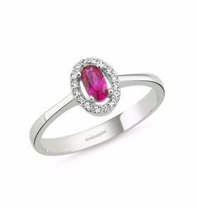 Anturaj Altın Yüzük 0.30 Karat Oval Ruby Taşlı (Çok Renkli)