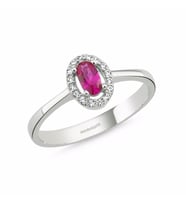 Anturaj Altın Yüzük 0.30 Karat Oval Ruby Taşlı (Çok Renkli)
