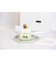 400ml Seramik Sevimli Avokado Kapaklı Kupa Bardak Seti Drinkware (Yeşil)