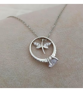 TEK TAŞ YUSUFÇUK  925 AYAR GÜMÜŞ KOLYE