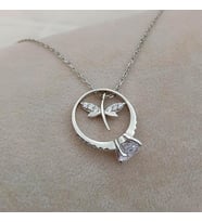 TEK TAŞ YUSUFÇUK  925 AYAR GÜMÜŞ KOLYE