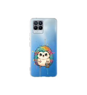 Realme 8 Pro ile Uyumlu Splash Kirpi Tasarımlı Şeffaf Silikon Kılıf