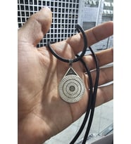925 Ayar Gümüş Deri kordonlu Esmaül Hüsna Kolye