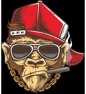 Goril Gozluklu Sticker 10x10 cmRenkli Sticker