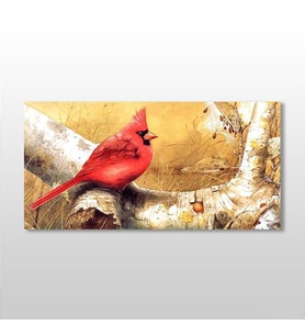 Kırmızı Kuş Kanvas Tablo 220x110cm (Karışık)