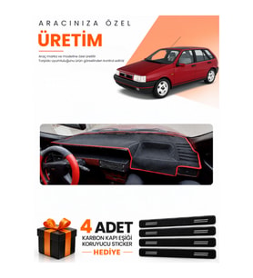 FIAT TİPO (1992-1997) ANALOG KONSOL Uyumlu Torpido Koruma Örtüsü Oto Kılıfı - Siyah Kırmızı