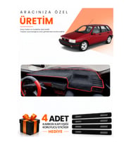 FIAT TİPO (1992-1997) ANALOG KONSOL Uyumlu Torpido Koruma Örtüsü Oto Kılıfı - Siyah Kırmızı