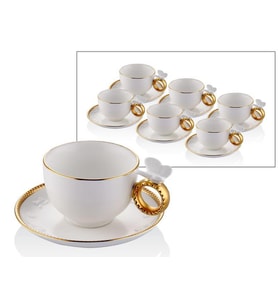 LAMEDORE BUTTERFLY WHİTE GOLD 6 PCS COFFEE CUPS SET