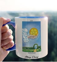 Kişiye Özel Tarot Kartı Tasarımlı Mavi Kupa Bardak Model-5