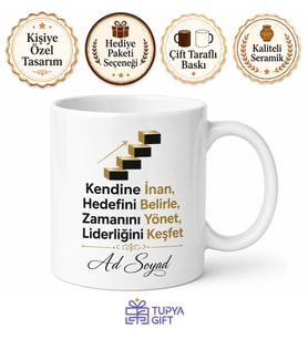 Kişisel Gelişim Motivasyon Kendine İnan Başarı Hedef Belirleme Baskılı Kupa Bardak Hediye