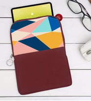 BK Gift Modern Art Tasarımlı Taşınabilir Koruyucu Tablet Kılıfı & Organizer Çanta - Bordo-2