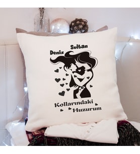Anne Kız ( Kollarındaki Huzurum ) Tasarımlı Yastık Kişiye Özel