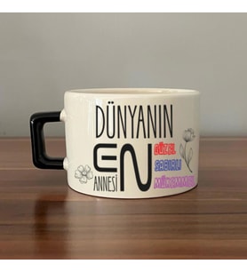 Dünyanın En Annesi Baskılı Siyah Kulplu C Fincan