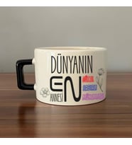 Dünyanın En Annesi Baskılı Siyah Kulplu C Fincan