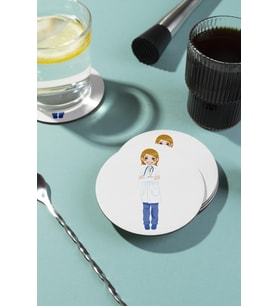 Doktor Tasarımlı Ahşap Bardak Altlığı