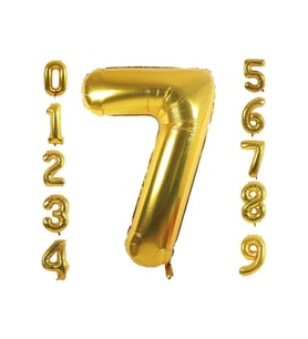 7 Yaş Rakam Gold Folyo Balon 34" Inc 76 cm