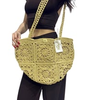 El Yapımı Örgü Omuz Çantası – Astarlı Kadın Plaj ve Günlük Kullanım Çantası – Helybag