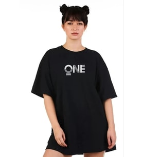 Unisex Baskılı Oversize T-Shirt - Siyah