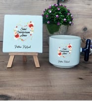 Seni Seviyorum Anne Hediye Seti Kupa Bardak T Kulplu ve Dekoratif Taş Anneler Günü Anneye Doğum Günü Hediyesi (Model 2)