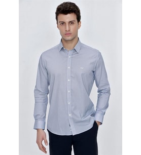Beyaz Uzun Kol Klasik Slim Fit Pamuklu Likralı Gömlek 1004225215