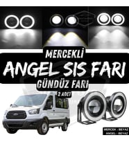 Ford Transit Tüm Modeller Uyumlu Mercekli Angel Sis Farı Metal 76 mm Beyaz Halkalı Gündüz Farı 2 Ad