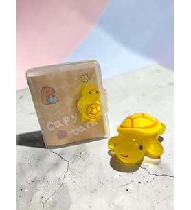 Mini Anahtarlıklı Not Defteri (5x4 cm) ve Sevimli Kaplumbağa Figür (5x4 cm) - Sarı