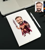 Kişiye Özel Gladyatör Savaşçı Tasarımlı Karikatürlü Beyaz Defter Kalem Seti 95