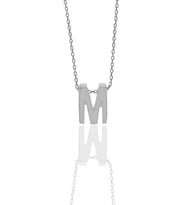 Söğütlü Silver Gümüş rodyumlu üç boyutlu minimal M harf kolye