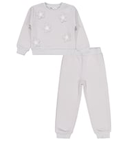 Civil Girls Çiçek Nakışlı 2-5 Yaş Eşofman Takımı - Pembe (Gri)