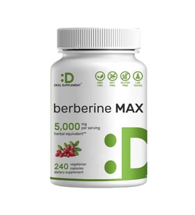DEAL SUPPLEMENT Berberine Max 5000mg 240 Veggie Capsul – 97% Pure Berberine HCL – 25:1 Root Extract .ABD MENŞEİ.54.