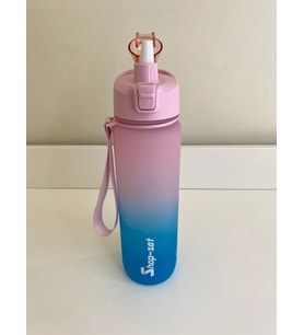 Shop-set 1000 ML Tritan Motivasyonlu Su Matarası SÜZGEÇLİ ve PİPETLİ (PEMBE-TURKUAZ MAVİ)